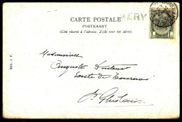 C.O.B. N° 53  Sur CP LIEGE, Square D'Avroy - Griffe Linéaire : " MERY " - 1906. - Linear Postmarks