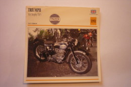 Transports - Sports Moto - Carte Fiche Moto - Triumph 500 Trophy Tr5 ( 1951 )( Description Au Dos De La Carte - Moto Sport