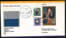 Yugoslavia 1974 Ljubljana - Frankfurt Germany Lufthansa Painting Star Aeroplane First Flight Cover # 6495 - Aéreo