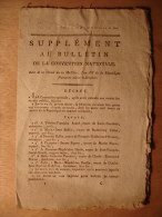 SUPPLEMENT BULLETIN CONVENTION NATIONALE 1795 CORBIE SOMME SAUVETERRE SAINT LIZIERS CHATEAU THIERRY VAUCLUSE BEAU TAMPON - Décrets & Lois