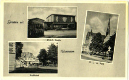 Hilversum - Groeten Uit - K. R. O. Studio - Kerkbrink - O. L. Vr. Kerk - Hilversum