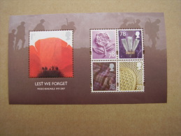 GB  2007  LEST WE FORGET 2nd Issue MINISHEET Five Stamps MNH. - Blokken & Velletjes