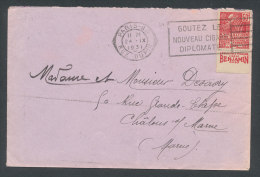 Type Femme Fachi 50c Rouge Avec Pub Benjamin Sur Lettre De Paris Pour Châlons Sur Marne - Storia Postale