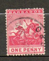 BARBADE  Britania 1p Rose  1892 N°51 - Barbades (...-1966)