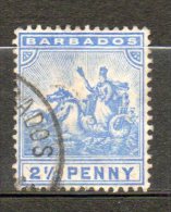 BARBADE  Britania 2 1/2p Outremer  1892 N°53 - Barbados (...-1966)