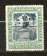 BARBADE  Monuent De Nelson 1/2p Vert  1905 N°77 - Barbados (...-1966)