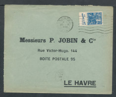 Type Jeanne D'Arc Avec Pub La Vache Qui Rit Sur Lettre D'Asnières Pour Le Havre - Storia Postale