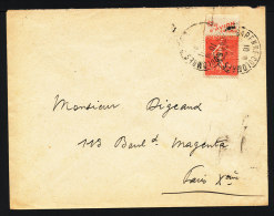 Semeuse 50c Rouge Avec Pub Toile D'Avion Sur Lettre De La Garenne-Colombes Pour Paris - Lettres & Documents