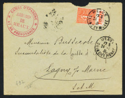 Semeuse 50c Rouge Avec Pub Sphère Sur Lettre De Meaux Pour Lagny (77) - Lettres & Documents