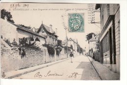 CORMEILLES - Rue Daguerre Et Bureau Des Postes Et Télégraphes (un Personnage : Militaire ?) - Cormeilles En Parisis