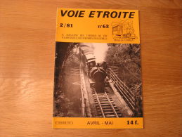 VOIE ETROITE N° 63 Revue APPEVA Train Tram Autorail Chemins De Fer Tramways Froissy Dompierre Talyllyn Railway - Ferrovie & Tranvie