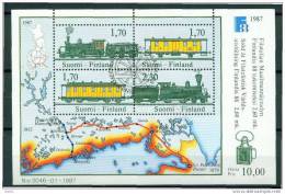 Finland 1987 Mi 1017-20 Bl. 3 - Finlandia 1988 Trains; Block FD Cancellation - Ete 1996: Atlanta