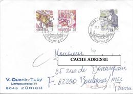 Lettre 21/11/86 Zurich Pour La France Cachet Philatélie PTT - Covers & Documents