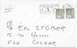 Lettre De Bâle Pour Colmar 1972. Flamme Publicitaire Pour Le Zoo Rhinocéros Mammifère - Briefe U. Dokumente