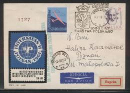 POLAND 1961 12TH GLIDER FLIGHT FOR 1000 YEARS OF POLAND GNIEZNO ROGOZNO WIELKOPOLSKA COVER 1 TOWN CREST GREEN CACHET - Covers & Documents