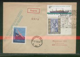 POLAND 1961 12TH GLIDER FLIGHT FOR 1000 YEARS OF POLAND GNIEZNO ROGOZNO WIELKOPOLSKA COVER 9 TOWN CREST GREEN CACHET - Planeadores