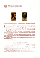 ITALIA  1954 - Bollettino Illustrativo  Ufficiale  P.TT. -  Anno Mariano (italiano E Francese) - Pittura - Presentation Packs