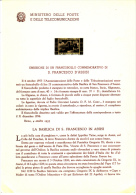 ITALIA  1955 - Bollettino Ufficiale P.TT. (italiano-francese )  - S. Francesco - Assisi - Religione - Paquetes De Presentación