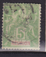 RÉUNION N° 46 5C VERT JAUNE S ROUGE TYPE ALLÉGORIQUE OBL - Used Stamps