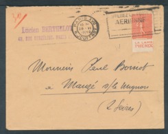 Semeuse 50c Rouge Avec Pub Phénix Sur Lettre De Paris Pour Mauzé-sur-le-Mignon (Deux Sèvres) - Cartas & Documentos
