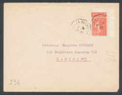 Semeuse 50c Rouge Avec Pub Evian Sur Lettre Avec Cachet Ambulant Saintes à La Rochelle Pour Paris - Storia Postale