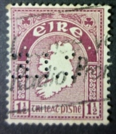 EIRE 1941-44: YT 80 / Mi 73 X / Hib D18 / Sc 108, SG 113, Wmk E, PERFIN, O - FREE SHIPPING ABOVE 10 EURO - Oblitérés