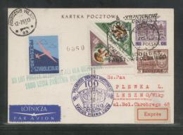 POLAND 1961 12TH GLIDER FLIGHT FOR 1000 YEARS OF POLAND GNIEZNO ROGOZNO WIELKOPOLSKA PC 10 TOWN CREST GREEN CACHET - Alianti