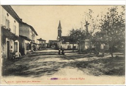 Carte Postale Ancienne Albias - Place De L'Eglise - Albias