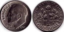 USA United States Stati Uniti Vereinigte Staaten 1 One Dime USD Roosevelt 1965 VF KM#195a - 1946-...: Roosevelt