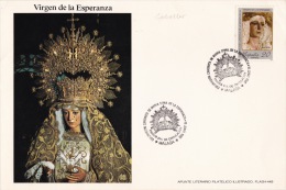 01297 Hoja Conmemorativa Virgen De La Esperanza Primer Día De Circulación Málaga 1988 - Feuillets Souvenir