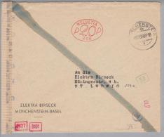 Schweiz Firmenfreistempel 1943-12-27 Münchenstein Zensur-Grenzrayon-Brief RL N.St. Ludwig 20 Rp.Frei-O - Cartas & Documentos