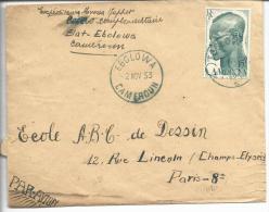 Ebolowa Cameroun Timbre 255 Sur Lettre 1953 - Storia Postale