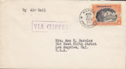 Philippines LESLIE´S, VIA CLIPPER, MANILA 1938 Cover Brief To LOS ANGELES United States Overprinted COMMONWEALTH Stamp - Filipinas