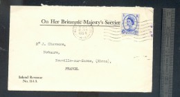 Enveloppe 1954 "on Her Britannic Majesty's Service" - Brieven En Documenten