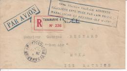 MADAGASCAR - 1947 -  100ème LIAISON POSTALE AERIENNE PAR AIR FRANCE , MADAGASCAR-LA REUNION-ILE MAURICE - - Briefe U. Dokumente