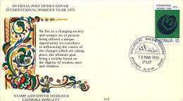 1974   International Women's Year    - Official P.O. Cover -  Illustrated Sydney   FD Cancel, Unaddressed - Primo Giorno D'emissione (FDC)