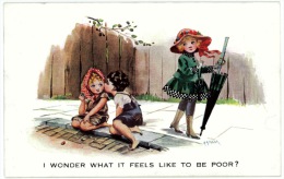 Young Children Knitting, Military Theme - Artist Signed A.A. Nash - Humorous Cards