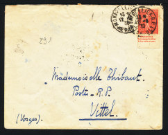 Semeuse 50c Rouge Avec Pub Documentation Unique Sur Lettre De Montpellier Pour Vittel - Cartas & Documentos