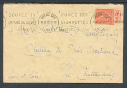 Semeuse 50c Rouge Avec Pub Benjamin Sur Lettre D'Orléans Pour Le Château De Bois-Bertrand Par Châteaudun - Cartas & Documentos