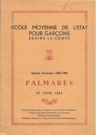 BRAINE-LE-COMTE - PALMARES 1965 - ECOLE MOYENNE DE L'ETAT POUR GARCONS - Diplome Und Schulzeugnisse