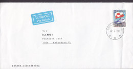 Greenland Luftpost Par Avion Label Deluxe QAQORTOQ 1989 Cover Brief To Denmark Flag Flagge Stamp - Storia Postale