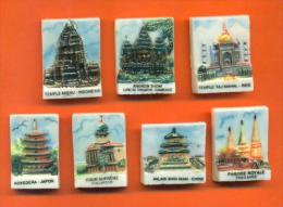 Serie Complete De 7 Feves Plates "  Les Temples  " 199? - Landen