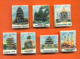 Serie Complete De 7 Feves Plates "  Les Temples  " 199? - Countries