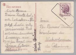 Heimat TI Losone 1946-08-08 Aushilfsstempel Auf Ansichtskarte - Storia Postale