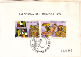 Andorra - Bloc 1987 Barcelona 1992 - Jeux Olympiques - Bloc Collé Sur Fragment + Oblitération Spéciale - Gebruikt