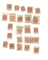 24 TIMBRES DU TYPE PETAIN  SUR FRAGMENT - Used Stamps