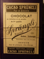 CHOCOLAT Sprüngli CACAO Sehr Alte Werbung 1906 - Chocolate