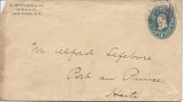 Enveloppe 1c Bleu Cachet Ovale New York P Pour Le Haïti - ...-1900