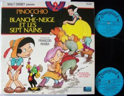 Double LP Enfant Walt DISNEY PINOCCHIO Blanche Neige & Les 7 Nains F PERIER - Children