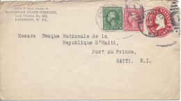 2c Rouge Flamme FAIRMONT 16/9/1915 Avec Complément D'affranchissement Pour Haïti - 1901-20